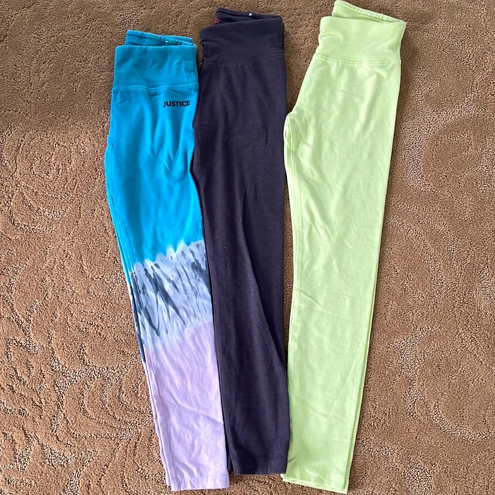 3 pair justice leggings size 10